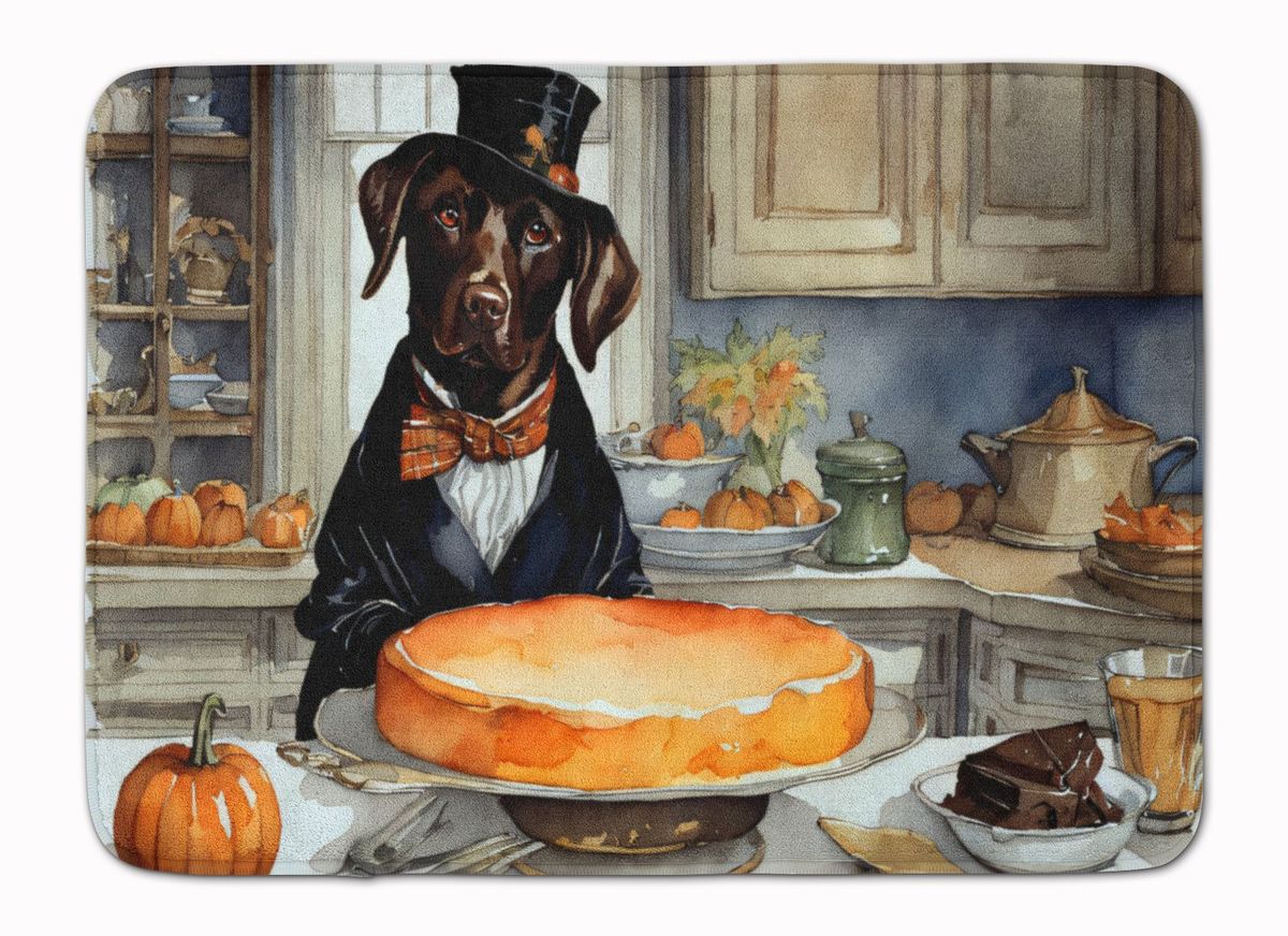 Chocolate Lab Fall Kitchen Pumpkins Memory Foam Kitchen Mat Machine Washable Anti-Fatigue Mat Cushion Comfort Bath Mat Or Kitchen Rug_maomaolike.com