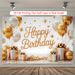 Happy Birthday Party Banner - 2D Flat Polyester Backdrop With Golden Balloons, Wall Hanging Photo Props, Party Decor_maomaolike.com