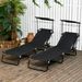 Folding Chaise Lounge Pool Lounge Chairs Set Of 2, Outdoor Sun Tanning Chairs With Canopy Shade, Reclining Back, Steel Frame And Side Pocket For Beach, Yard, Patio, Black_maomaolike.com