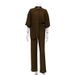 Women's Clothing New Arrival Half Sleeve Shirt Simple Brown Two-Piece Casual Loosen Pants Set_maomaolike.com