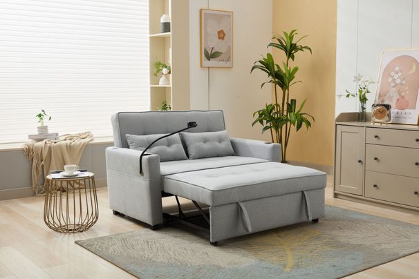 Futon Chair Bed Convertible Chair 3-in-1 Pull Out Sleeper Chair Beds With USB Ports,Wear-resistant And Anti-scratch, Armchair Bed Sleeper For Living Room, Dark._maomaolike.com