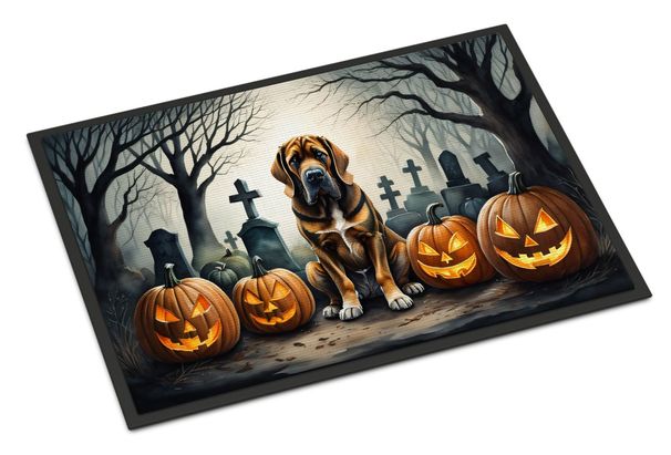 Bloodhound Spooky Halloween Doormat Front Door Mat Indoor Outdoor Rugs For Entryway, Non Slip Washable Low Pile, 24H X 36W_maomaolike.com