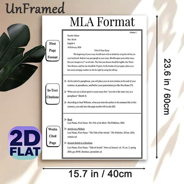 MLA Format Guide Painting Poster, Informative Structured Academic Reference Poster, Practical Essay Formatting Aid Suitable For Classroom, Study Space_maomaolike.com