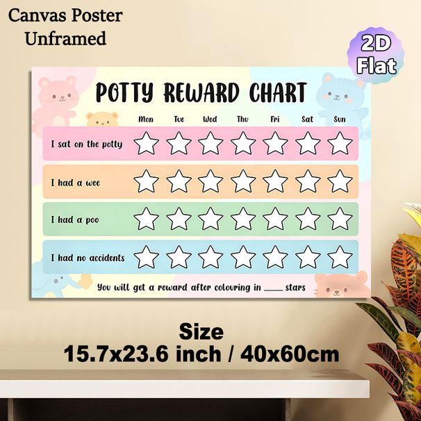 Potty Reward Chart Painting Poster, Pastel-colored Cute Cartoon Animal Pattern Poster, Practical Design To Track Potty Training Milestones, Ideal For_maomaolike.com