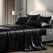 6-Piece King Satin Sheet Set Black Silky Sheets | Luxury Similar To Silk Bed Sheets Bedding Set, Includes 1 Deep Pocket Satin Fitted Sheet_maomaolike.com