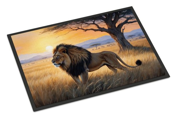 Lions At Dawn Doormat Front Door Mat Indoor Outdoor Rugs For Entryway, Non Slip Washable Low Pile, 24H X 36W_maomaolike.com