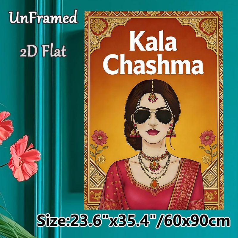 Kala Chashma Indian Traditional Painting Poster, Vibrant Ethnic Style Poster, Eye-catching Cultural Design Featuring Woman In Traditional Attire With_maomaolike.com