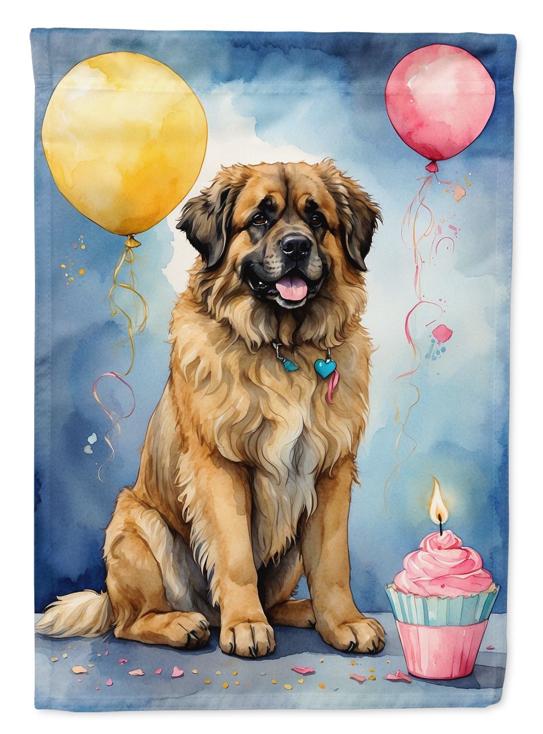 Leonberger Happy Birthday House Flag Large Porch Sleeve Pole Decorative Outside Yard Banner Artwork Wall Hanging, Polyester, House Size, Multicolor_maomaolike.com