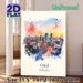 Cali Colombia Cityscape Painting Poster, Soft Watercolor Vibrant Sunset Urban Skyline Poster, Charming Urban Scenery Ideal For Home And Office Wall_maomaolike.com