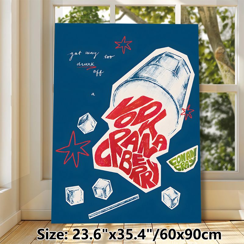 Vodka Cranberry Drink Themed Painting Poster, Bold Hand-drawn Retro Poster, Eye-catching Drink-inspired Decor Ideal For Home Bar, Living Space_maomaolike.com