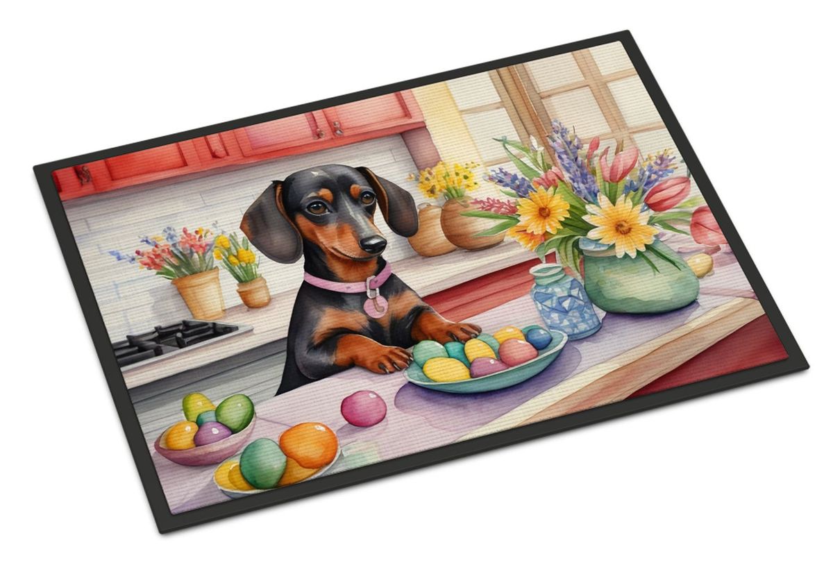 Decorating Easter Dachshund Doormat Front Door Mat Indoor Outdoor Rugs For Entryway, Non Slip Washable Low Pile, 24H X 36W_maomaolike.com