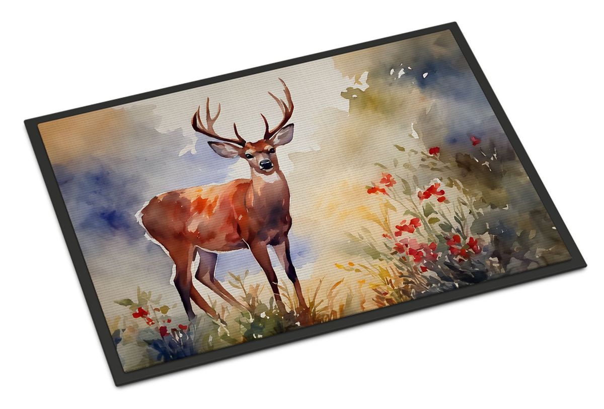 Deer Doormat Front Door Mat Indoor Outdoor Rugs For Entryway, Non Slip Washable Low Pile, 24H X 36W_maomaolike.com