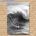 Surfing Themed Painting Poster, Monochrome Dynamic Ocean Wave & Surfer Poster, Captures Adventurous Ocean Energy, Ideal For Living Room, Bedroom And_maomaolike.com
