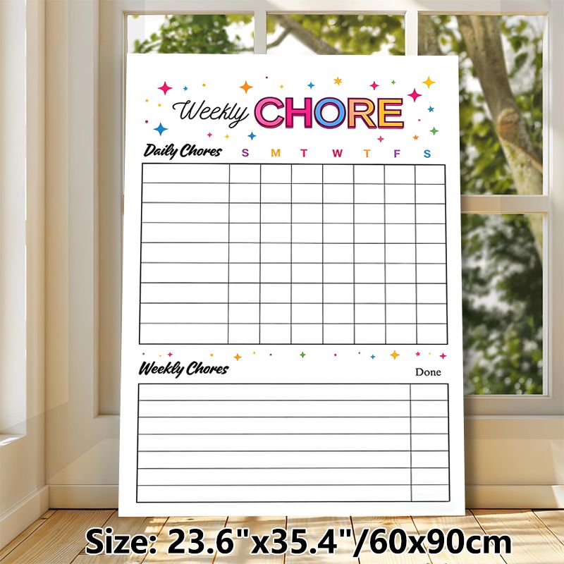 Weekly Chore Chart Painting Poster, Vibrant Star-adorned Chore Schedule Poster, Functional Planner To Organize Daily & Weekly Household Tasks_maomaolike.com