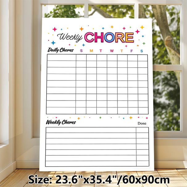 Weekly Chore Chart Painting Poster, Vibrant Star-adorned Chore Schedule Poster, Functional Planner To Organize Daily & Weekly Household Tasks_maomaolike.com
