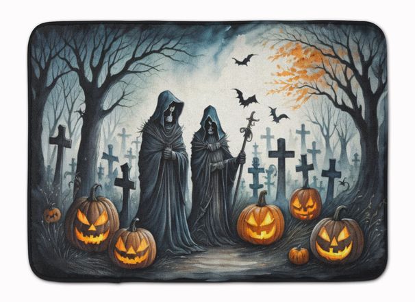 The Grim Reaper Spooky Halloween Memory Foam Kitchen Mat Machine Washable Anti-Fatigue Mat Cushion Comfort Bath Mat Or Kitchen Rug_maomaolike.com