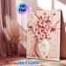 Pink Floral Vase Painting Poster, Soft-hued Textured Oil Style Poster, Delicate Elegant Floral Artwork Ideal For Living Room, Bedroom_maomaolike.com
