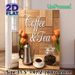 Coffee & Tea Themed Painting Poster, Warm-toned Rustic Cozy Scene Poster, Inviting Design With Coffee Pot, Tea Jar And Orange Tulips, Ideal For_maomaolike.com