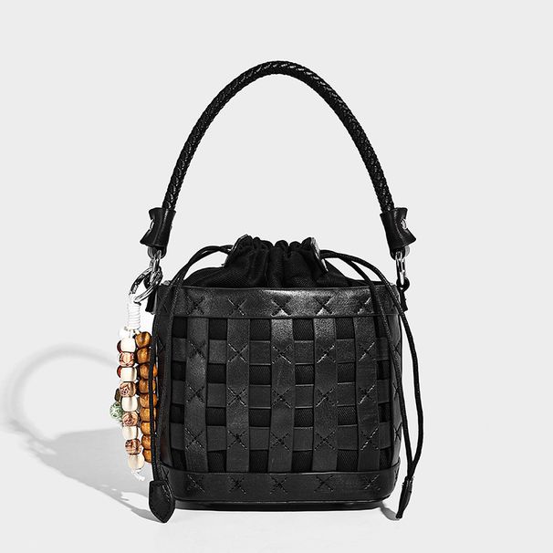 Unique Design Hollow Woven Drawstring Bucket For Women, 2026 Spring/summer Fashion Handbag, Versatile Shoulder And Crossbody Bag_maomaolike.com