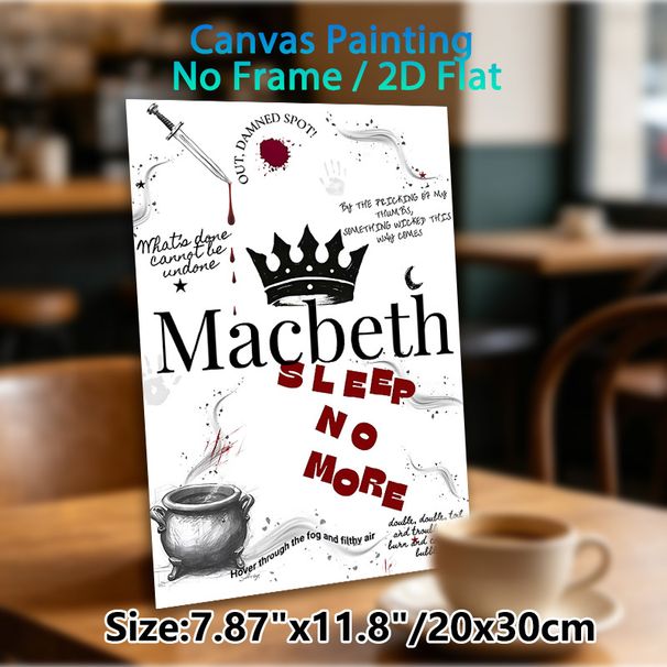 Macbeth Themed Painting Poster, Dark Gothic Literary Art Poster, Showcases Iconic Quotes & Symbolic Elements, Ideal For Study And Literary_maomaolike.com
