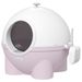 PawHut Hooded Cat Litter Box, Large Kitty Litter Pan With Lid, Scoop, Leaking Sand Pedal, Top Handle, Light Pink_maomaolike.com