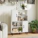 47 Inch Storage Cabinet Freestanding Bookcase With 2 Doors And 4 Open Shelves With Adjustable Foot Pads For Books, Photos, Decorations And Storage Boxes_maomaolike.com