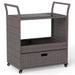 Outdoor Wicker Bar Cart Table Glass Tabletop,with Tempered Glass Top With 4 Universal Wheels For Patio, Porch, Garden, Backyard And Poolside_maomaolike.com