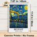 Belfast Northern Ireland Cityscape Painting Poster, Swirling Van Gogh-style Night Sky With Industrial Cranes & Waterfront Poster, Artistic City-themed_maomaolike.com