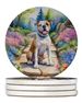 American Bulldog Spring Garden Large Sandstone Coasters Pack Of 4 Absorbent Round Coasters Decor Gifts For Men Or Women, 4 In, Multicolor_maomaolike.com