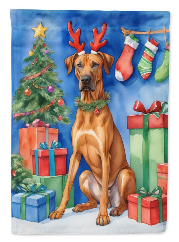 Rhodesian Ridgeback Christmas Reindeer House Flag Large Porch Sleeve Pole Decorative Outside Yard Banner Artwork Wall Hanging, Polyester, House Size, Multicolor_maomaolike.com