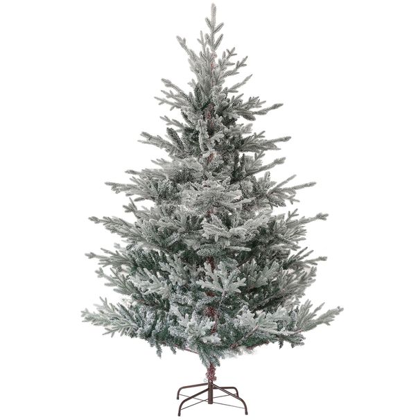 6ft Nordic Pine Artificial Christmas Tree With 795 Snow Flocked Tips, Foldable Metal Stand, Easy Assembly, Hinged Xmas Tree For Home Office Holiday_maomaolike.com