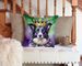 Border Collie King Of Mardi Gras Throw Pillow Machine Washable, Indoor Outdoor Decorative Pillow For Couch, Bed Or Patio, 14Hx14W_maomaolike.com