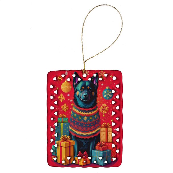 Schipperke Holiday Christmas Porcelain Ornament Christmas Tree Hanging Decorations For Home Christmas Holiday, Rectangle, Gift, Multicolor_maomaolike.com