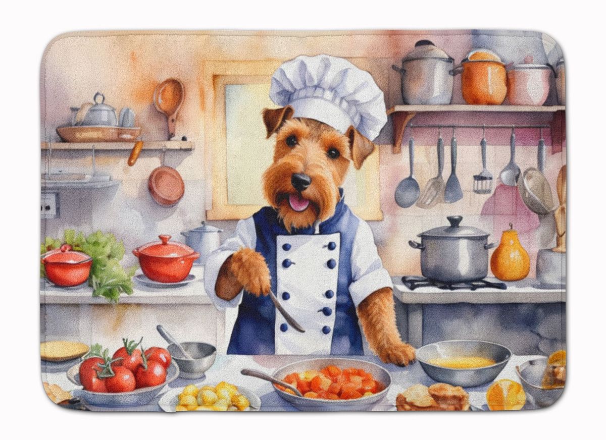 Welsh Terrier The Chef Memory Foam Kitchen Mat Machine Washable Anti-Fatigue Mat Cushion Comfort Bath Mat Or Kitchen Rug_maomaolike.com