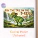 Pin The Tail On The T-Rex Themed Painting Poster, Vibrant Watercolor Prehistoric Scene With Blindfolded T-Rex Poster, Interactive Party Game Decor_maomaolike.com