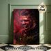 Frenzied Warrior Painting Poster, Dark Gory Dramatic Blood-Splattered Screaming Warrior In Fiery Red Haze Poster, Striking Intense Visual Ideal For_maomaolike.com