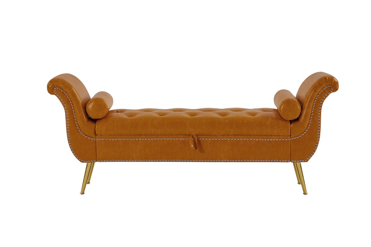 L8118 PU Leather Sofa Stool-yellow Brown_maomaolike.com