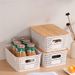 Plastic Hollow Woven For Toys And Books, Desktop Checkered Design With Bamboo Lid, Stackable Storage Basket Wholesale_maomaolike.com