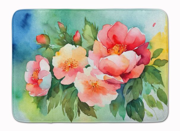 Georgia Cherokee Rose In Watercolor Memory Foam Kitchen Mat Machine Washable Anti-Fatigue Mat Cushion Comfort Bath Mat Or Kitchen Rug_maomaolike.com