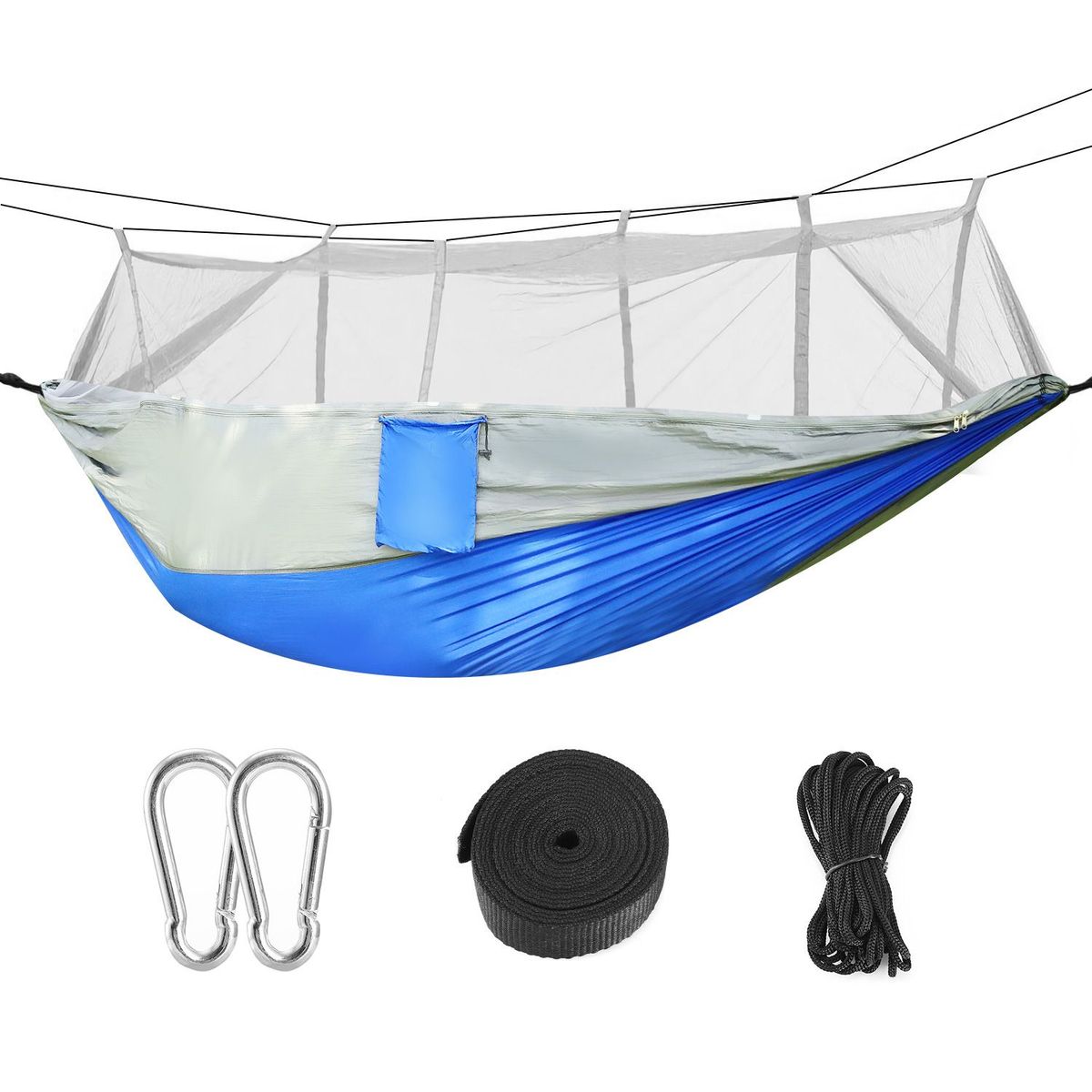 600lbs Load 2 Persons Hammock W/Mosquito Net Outdoor Hiking Camping Hommock Portable Nylon Swing Hanging Bed W/ Strap Hook Carry Bag_maomaolike.com