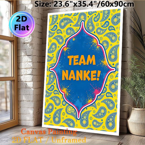 Team Nanke Themed Painting Poster, Vibrant Paisley Pattern With Paint Splatter Poster, Enhances Team Unity, Ideal For Office And Team Gathering Spaces_maomaolike.com