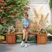 Outdoor Planter Box Wooden Bench Set With 2 Open-ended Planter Boxes And Salt Backrest Boxes With Open-ended Bases For Various Outdoor Spaces Like Balconies, Gardens_maomaolike.com