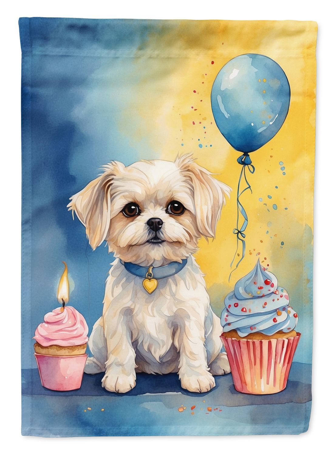 Maltese Happy Birthday House Flag Large Porch Sleeve Pole Decorative Outside Yard Banner Artwork Wall Hanging, Polyester, House Size, Multicolor_maomaolike.com