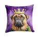 Bullmastiff King Of Mardi Gras Throw Pillow Machine Washable, Indoor Outdoor Decorative Pillow For Couch, Bed Or Patio, 14Hx14W_maomaolike.com