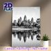 Angkor Wat Themed Painting Poster, Vintage Monochrome Historic Temple With Water Reflection Poster, Brings Cultural Sophistication To Living Room_maomaolike.com
