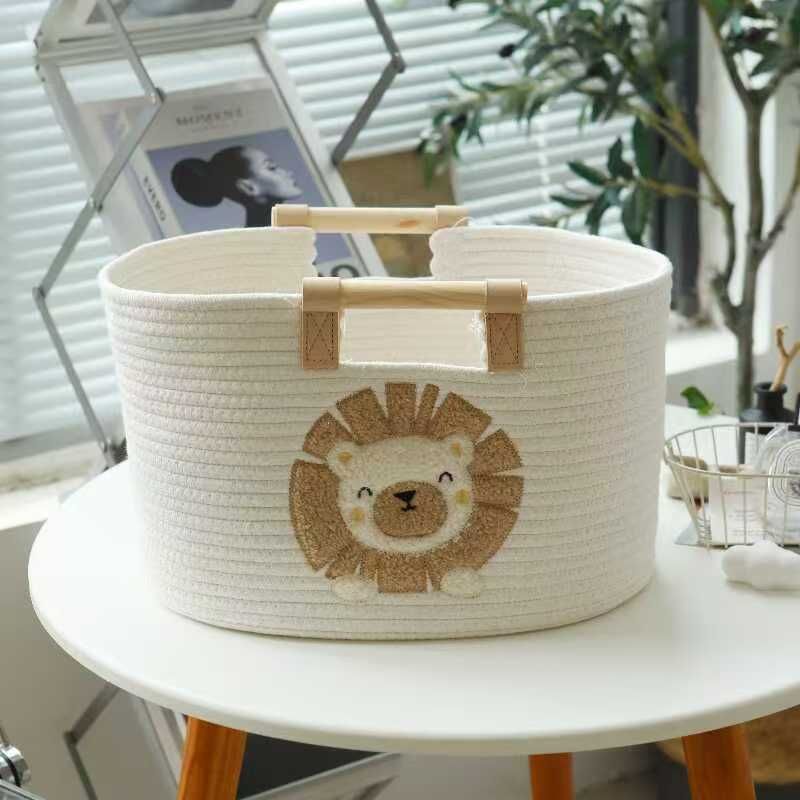 Cartoon Cotton Thread Woven Storage Basket, Toy And Snack Storage Basket, Living Room Desktop Miscellaneous Storage Basket_maomaolike.com