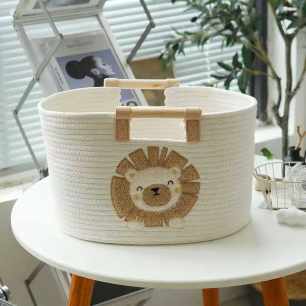 Cartoon Cotton Thread Woven Storage Basket, Toy And Snack Storage Basket, Living Room Desktop Miscellaneous Storage Basket_maomaolike.com