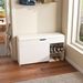 Entryway Bench With Shoe Storage,Adjustable 3-Tier Flip-Up Drawers & Hidden Cabinet,Space-Saving Shoe Organizer,Triple Storage And Modern Design,for Hallway And Living Room,White_maomaolike.com