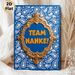 Team Nanke Themed Painting Poster, Luxury Golden Ornate Framed Blue Paisley Patterned Poster, Vibrant Typography Design Ideal For Office & Team_maomaolike.com