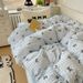 Wholesale INS Girl Heart Korean Style Plaid Bowknot Pure Four-Piece Simple Full Yarn-Dyed Washed Cotton 4-Piece Set_maomaolike.com